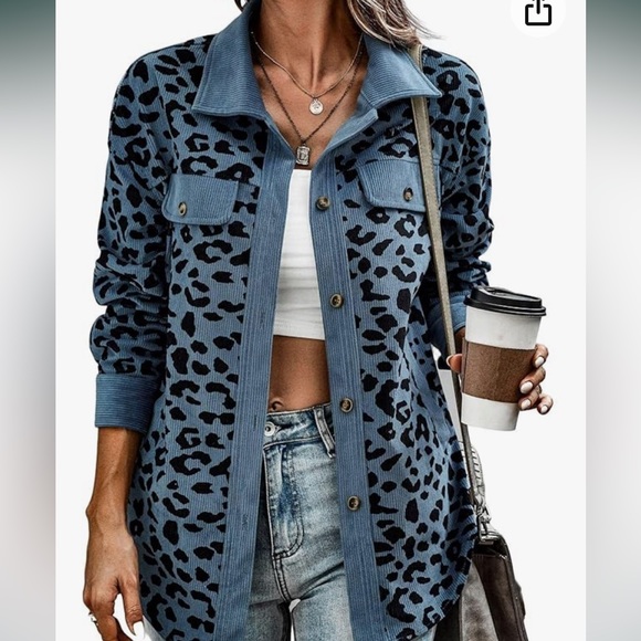 NWOT Women Leopard Shacket Jacket Lightweight Lapel Long Sleeve
Corduroy Shirt - Picture 4 of 11